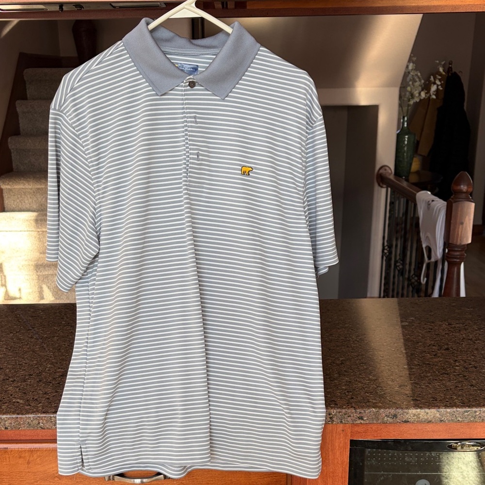 Men's Gray Striped Polo Shirt